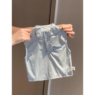 Mùa Hè Phong Cách Mới Bé Trai Chữ Không Tay Áo Quần Short Phù Hợp Với Trẻ Em Thường Ngày Rời Dây Kéo Thể Thao Bộ Đồ Hai Mảnh