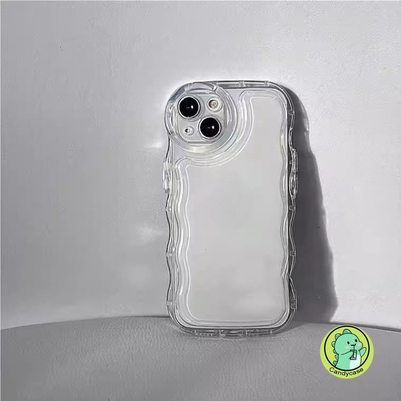Ốp Điện Thoại Sóng Trong Suốt 3D Cho iPhone 16E 16 15 14 Plus 13 12 Mini 11 Pro Max XR XS Max X 8 7 6 6s Plus SE3 SE2 2022 2020 Ốp Lưng Dễ Thương Đơn Giản Mềm Chống Sốc Vỏ