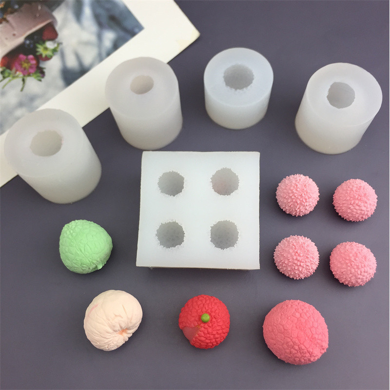 3D Lychee Series Khuôn Silicon Trái Cây Mousse Bánh Khuôn DIY Thạch Cao Thơm Nến Khuôn Socola Trang Trí Bánh Khuôn DIY Dụng Cụ Nướng Bánh
