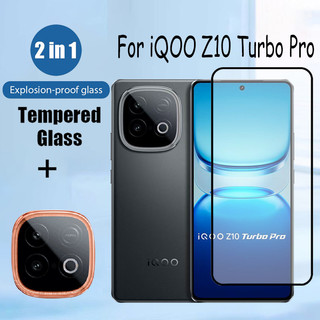 Kính cường lực bảo vệ màn hình 2 trong 1 iQOO Z10 Turbo Pro cho Vivo iQOO Z10 Z9 Turbo Z9x Z10x 5G Phim bảo vệ kính chống va đập & Phim ống kính máy ảnh