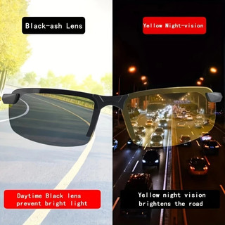 Kính râm lái xe phong cách Aviator ngày & đêm Ống kính chống tia cực tím Tầm nhìn ban đêm chống chói cho buổi tối