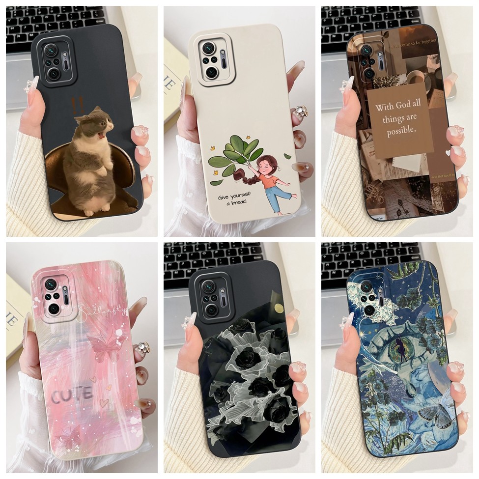 Dành Cho Redmi Note 10 Pro 4G Dành Cho Redmi Note 10 Pro Max Cover Hoa Thời Trang Sang Trọng Kawaii Cô Gái Mèo Dễ Thương Chống Sốc Ốp Lưng Điện Thoại