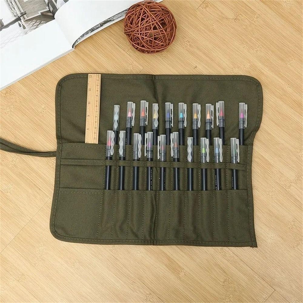 【24H】 Túi Đựng Bút Canvas Dày – Túi Đựng Bút Bằng Vải Có 22 hoặc 30 Lỗ Đựng Cọ Vẽ Đa Năng