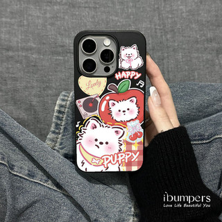 ibumpers Ốp Điện Thoại iPhone Happy Pink Puppy Pattern Cho IPhone 16 15 14 12 13 11 Pro Max IP 7 8 Plus X XS XR Ốp Lưng Mỏng Silicon Mềm Da Họa Tiết