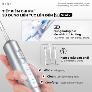 Bàn chải điện Halio Wave Sonic Electric Toothbrush - Xoay 45 độ - Bảo hành chính hãng 24 tháng
