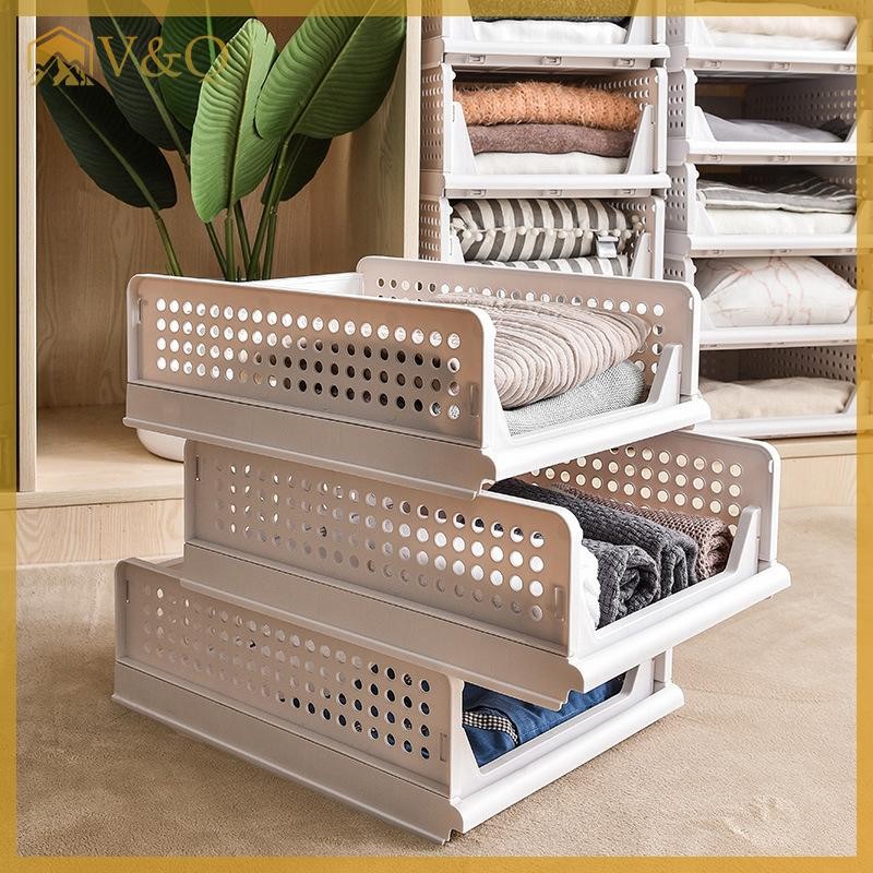 Littleloves1 Ngăn Kéo Bảo Quản Quần Áo Dung Tích Cao Có Thể Gập Lại Hộp Bảo Quản Bằng Nhựa Hộ Gia Đình Có Thể Xếp Chồng Tổ Chức Ngăn Kéo Phụ Kiện Gia Đình EN