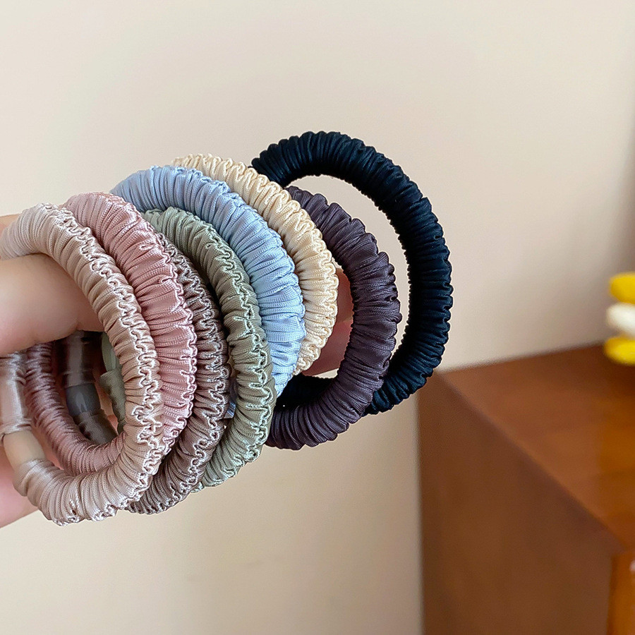 Dây buộc tóc mềm mại retro màu be-pink, phong cách Hàn Quốc, phù hợp hàng ngày