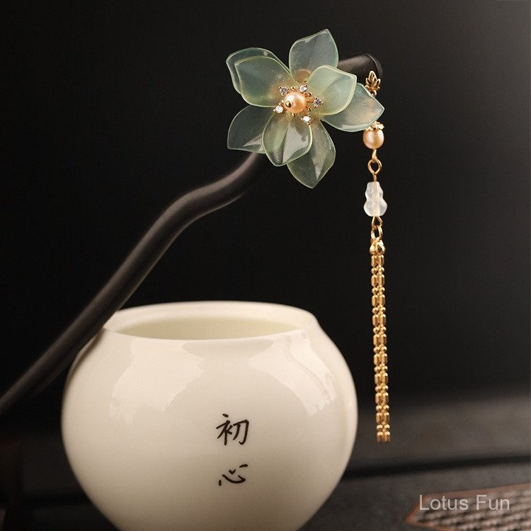 Cổ Điển Mới Trung Quốc Lan Bầu Tua Rua Kẹp Tóc Hanfu Cổ Trang Phục Phụ Kiện Mun Kẹp Tóc Kẹp Tóc Mũ Đội Đầu Bước Lắc