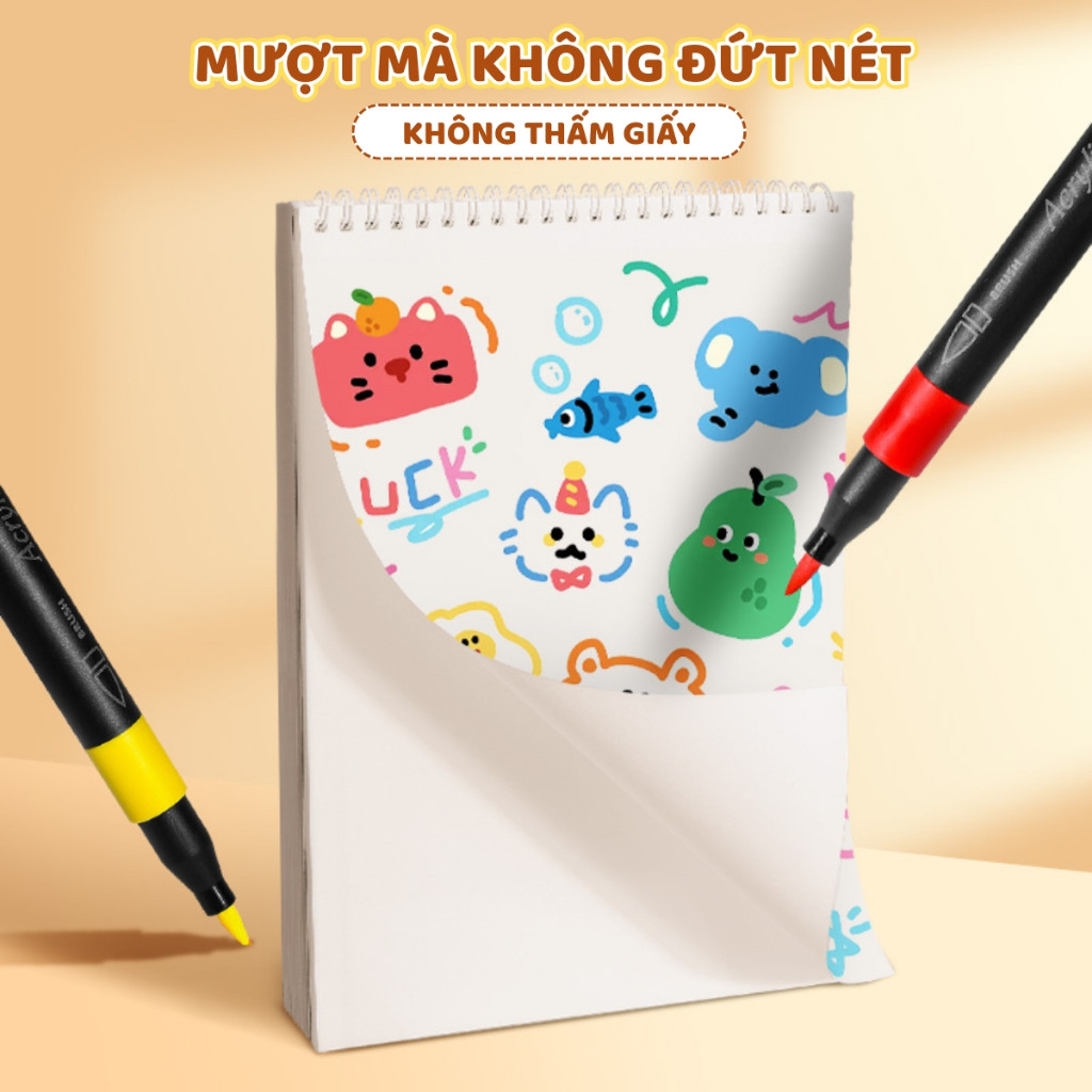 Bộ Bút Lông Màu Vẽ Acryli - Bút Màu Tiện Lợi, Vẽ Được Trên Nhiều Bề Mặt Cho Bé Thảo Sức Sáng Tạo