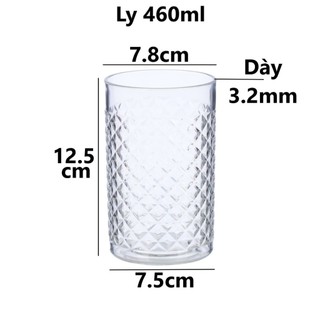 Cốc nhựa kim cương 260ml Hokori, cốc tròn Việt Nhật uống nước rượu cocktail sang trọng ms: 6326