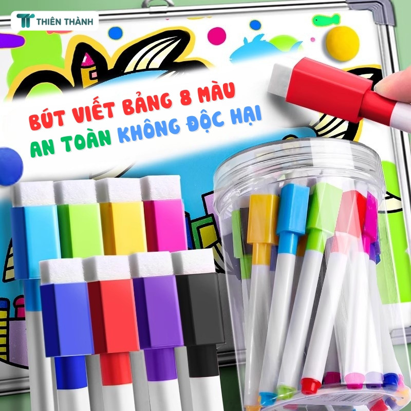 Bút Viết Bảng Trắng Chuyên Dụng - Bút Lông Mực Khô Nhanh, Nét Đều, Dễ Xóa Sạch, Kèm Nam Châm Tiện Lợi