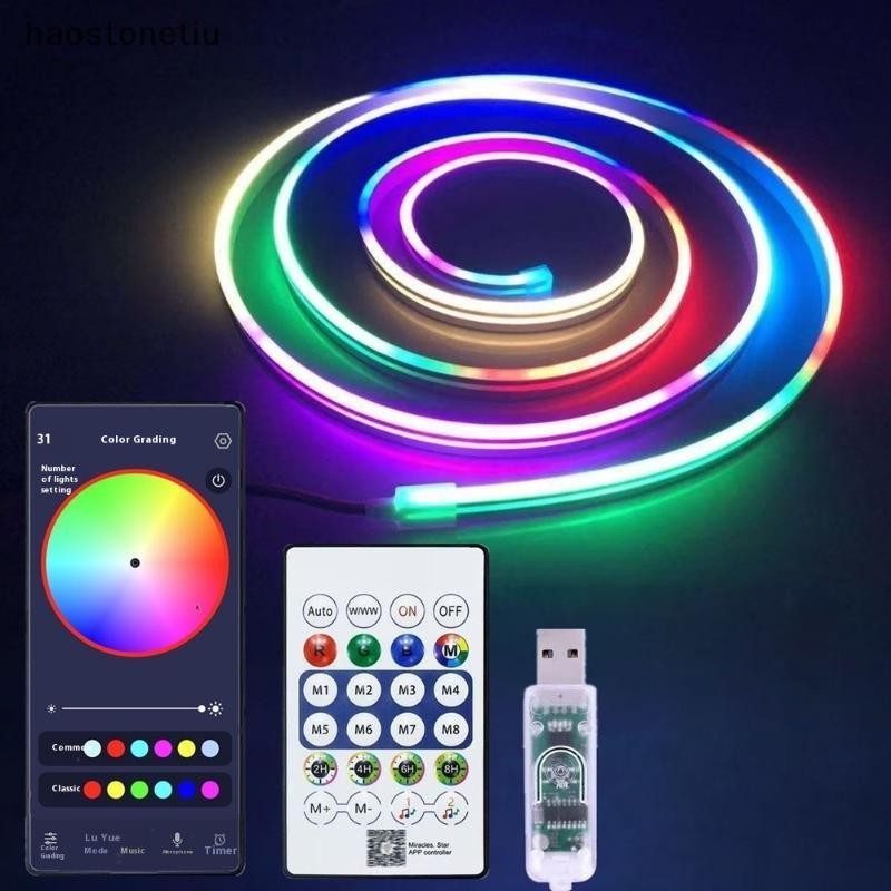 NS 5V RGBIC Đèn LED Neon Dây Đèn Neon Với Đồng Bộ Âm Nhạc DIY RGBIC Dreamcolor Đuổi Dải Băng Cho Trang Trí Nhà Chiếu Sáng NS