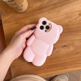 Thời Trang Màu Kẹo 3D Gấu Ngọt Ngào Nữ Tính Ốp Lưng Điện Thoại iPhone 16Promax 16Plus 13 14 15 Promax Chống Bụi Bẩn Chống Sốc Silicon Mềm Nữ Điện Thoại Di Động