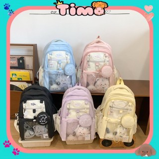 Balo Nhiều Ngăn Trong Suốt Túi Lưới Nữ Đi Học Pastel Tặng Kèm Móc Khoá Đựng Tiền TV98