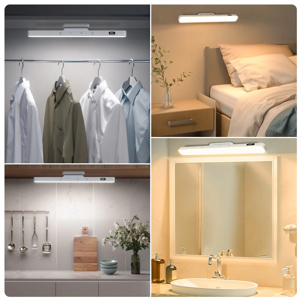 2 Chiếc Đèn Bàn Sạc Có Điều Khiển Từ Xa 5 Màu Có Thể Điều Chỉnh Độ Sáng Từ Tính Thanh Đèn Ngủ Cho Tủ Quần Áo Gương Để Bàn