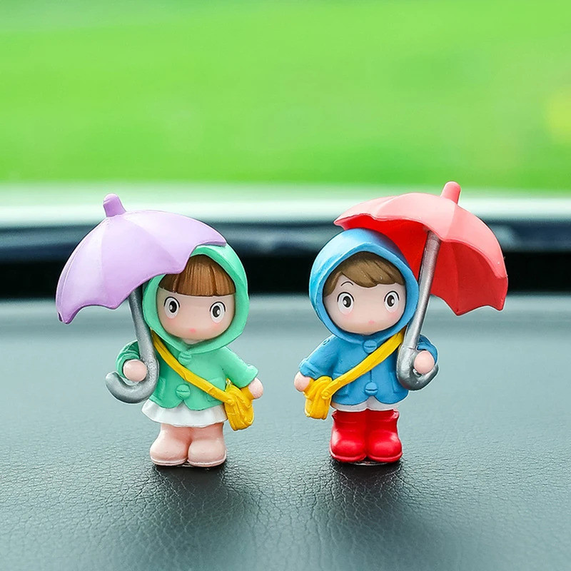 4 Chiếc Ô Dễ Thương Cặp Đôi Ô Tô Trang Trí Nội Thất Ô Tô Nhân Vật Hành Động Gương Chiếu Hậu Tự Động Bảng Điều Khiển Đồ Trang Trí Quà Tặng Mini Phụ Kiện