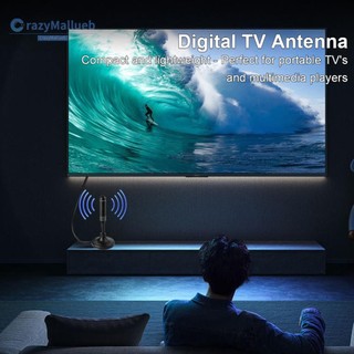 Ăng-ten TV di động Cáp đồng trục 300cm Ăng-ten nhận kỹ thuật số DVB-T DVB-T2 DAB Kỹ thuật số ngoài trời trong nhà HD Freeview trên không cho TV thông minh [CrazyMallueb.vn]