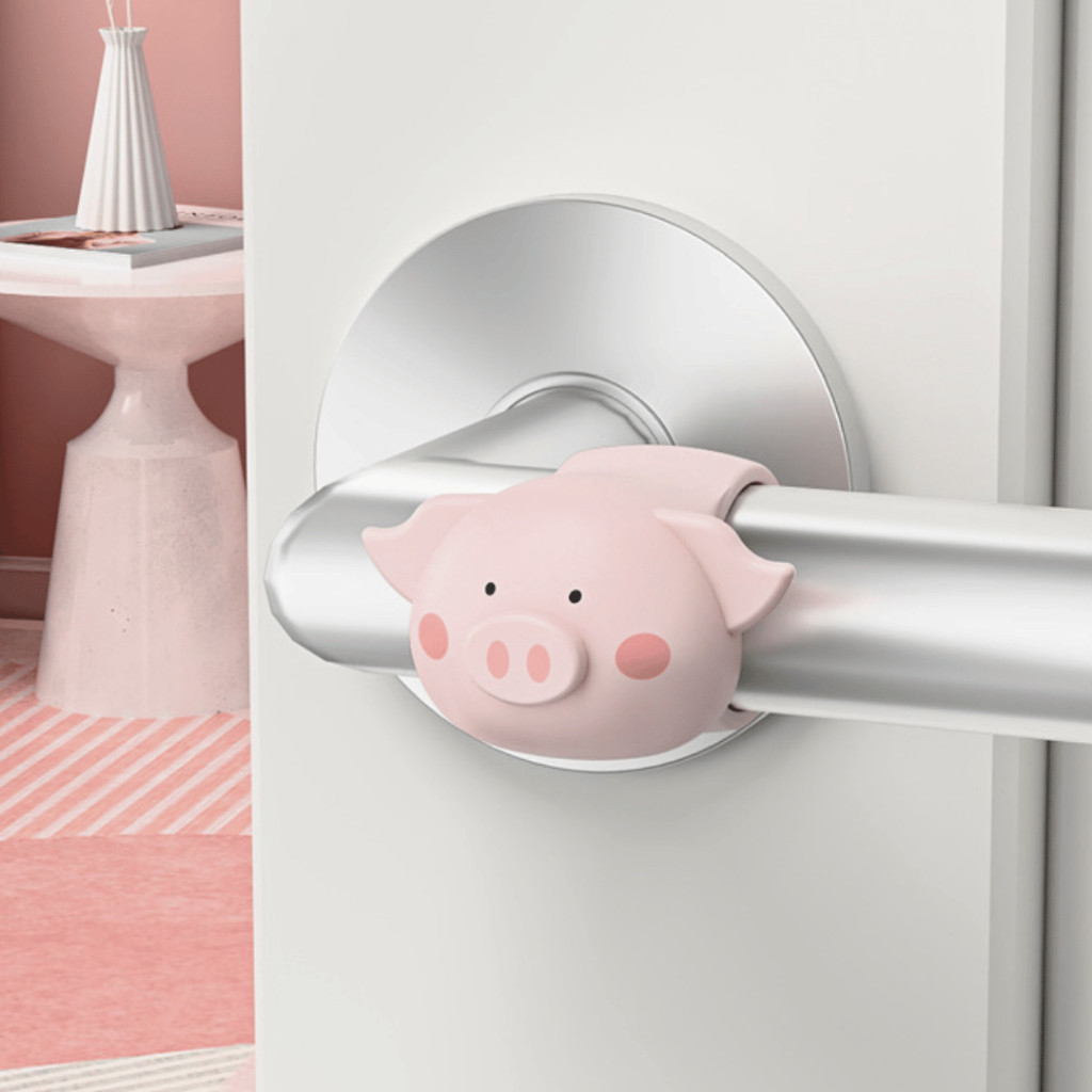 Combo 10 Miếng Chặn Cửa Chống Va Đập Silicon Chống Tiếng Ồn Làm Hỏng Tường Đệm Chặn Cửa Tay Cầm Hình Lợn Dễ Thương