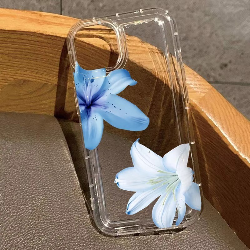 Ốp Lưng Cho iPhone 16 15 14 17 13 12 11 Pro Max 16e Cho iPhone XS Max X XR 8 7 Plus SE2020 2022 Hoa Mùa Hè Xanh Lily Trong Suốt Chống Sốc Bìa Mềm