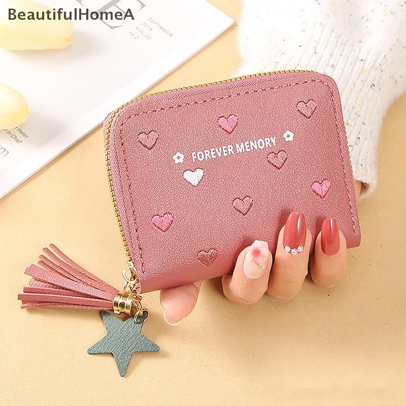 BeautifulHomeA Ví Nữ Nhỏ Ngắn Ví Bé Gái Dễ Thương Dây Kéo Da Đồng Xu Ví Nữ Tay Ví Ví VN