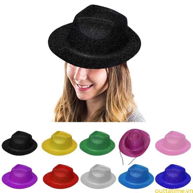 Mũ Fedora nhựa lấp lánh unisex cho người lớn, phong cách trilby - phụ kiện thời trang