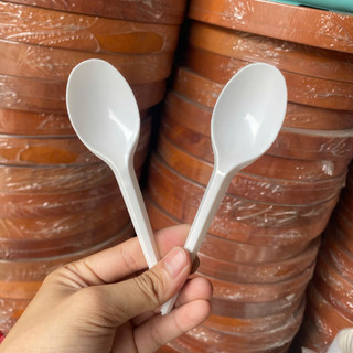 Muỗng nhựa dùng 1 lần -1 bịch 100 cái - Muỗng cơm muỗng trà sữa nĩa muỗng trong - Hùng Home