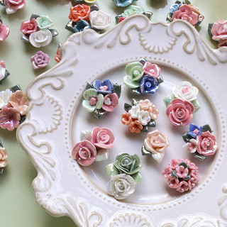 Phong Cách Retro Gốm Hoa Niêm Phong Men Mạ Màu Hoa Nhỏ Nơ Tự Làm Handmade Cô Dâu Phụ Kiện Tóc Ốp Lưng Điện Thoại Phụ Kiện