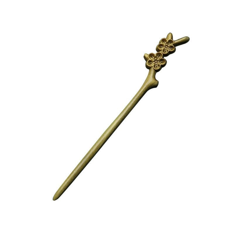 Handmade Sáng Tạo Gỗ Đàn Hương Khắc Hoa Mai Kẹp Tóc Sáng Tạo Độc Đáo Cổ Điển Phong Cách Trung Quốc Hàng Ngày Cuộn Tóc Mũ Đội Đầu Hanfu Sườn Xám Phụ Kiện