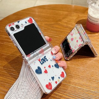 Nghệ Thuật Tình Yêu Họa Tiết Trong Suốt Dành Cho Samsung Galaxy Z Flip 6 Flip 5 Flip 4 Flip 3 Full Bản Lề Trong Suốt Cứng PC Gấp Ốp điện thoại Cho Samsung Z Flip6 Flip5 Flip4 Flip3