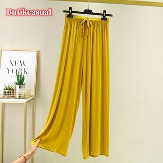 Quần ống rộng nữ modal co giãn, trơn, dáng thẳng, 2024 xuân hè, legging thường ngày
