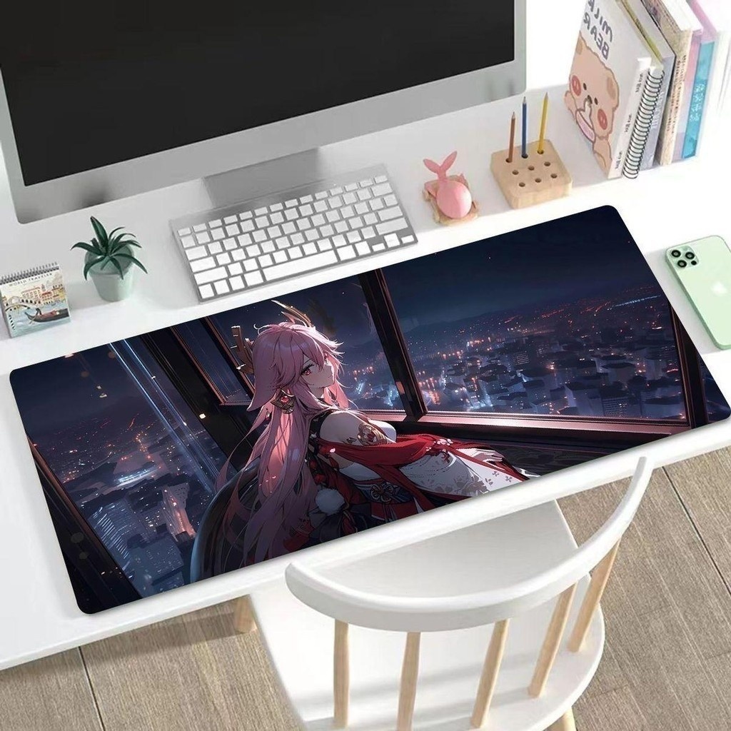 Miếng Lót Chuột Chơi Game Genshin Tác Động Yae Miko Cực Lớn Dày Bàn Phím Máy Tính Để Bàn Thảm Cho Người Chơi ACG Bàn Thảm Cao Su Viết Thảm