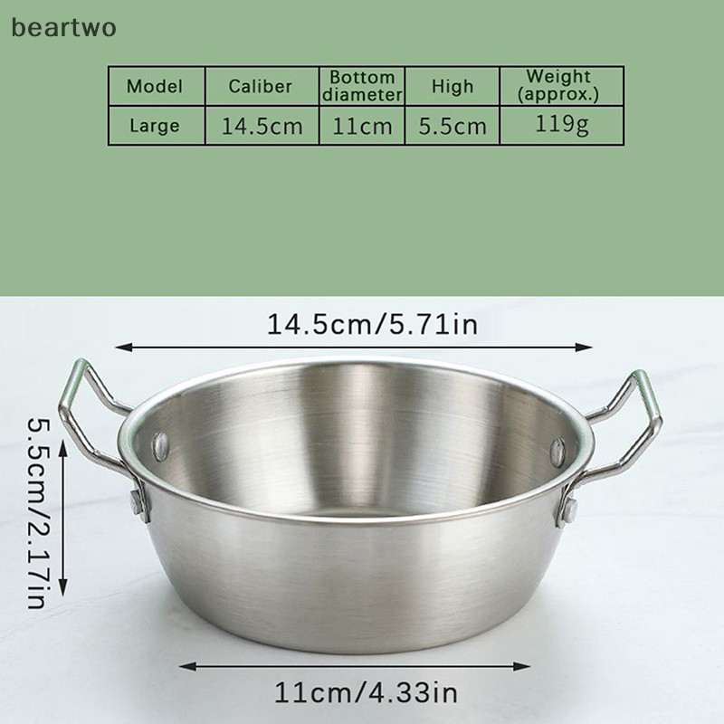 < Beartwo > Hộ Gia Đình Tay Cầm Đôi Đĩa Ăn Nhẹ Bát Ẩm Thép Không Gỉ Cơm Tròn Bát Rượu Chống Sò Nước Sốt Hộp Đựng Thực Phẩm Đẹp