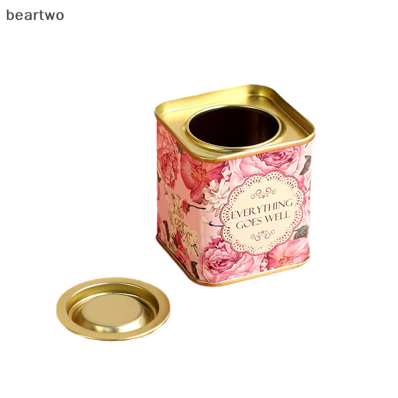 < Beartwo > Hộp Bảo Quản Kín Vuông Teaware Lá Trà Có Thể Jar Thiếc Sắt Kẹo Có Thể Vintage Hộp Trang Sức Nhà Bếp Cà Phê Đường Hộp Đựng Đẹp
