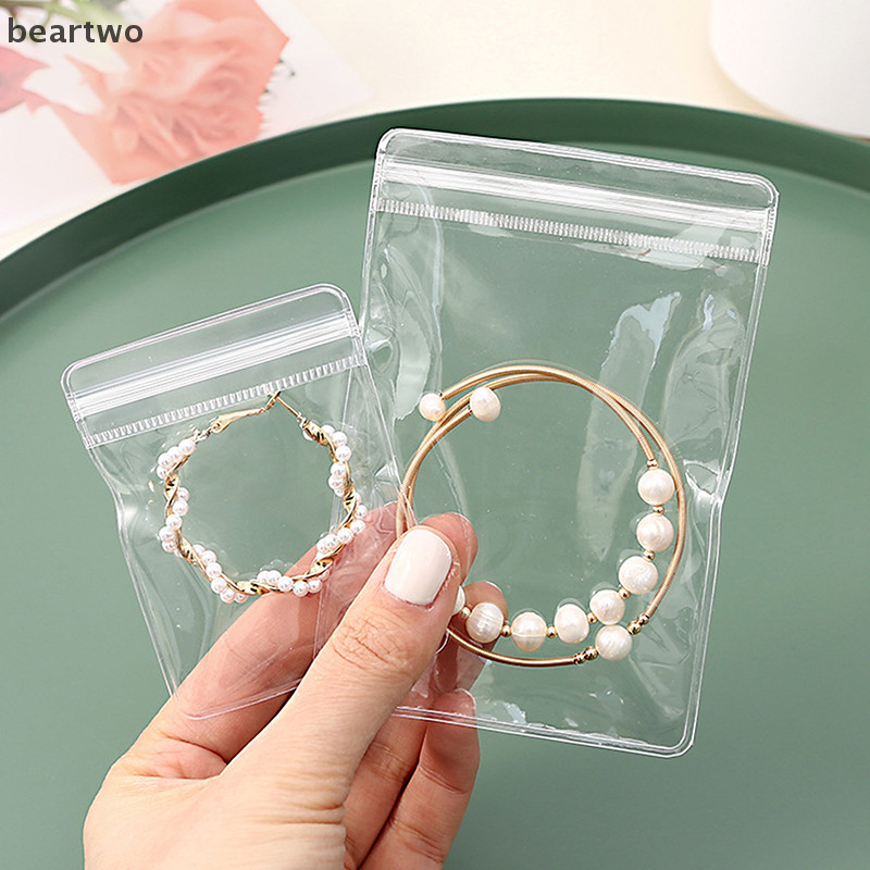 < Beartwo > 10 Chiếc Trang Sức Nhỏ Tự Dán Nhựa Zip Túi Trong Suốt PVC Túi Bảo Quản Trong Suốt Để Bảo Quản Vòng Tay Nhẫn Bông Tai Tổ Chức Đẹp