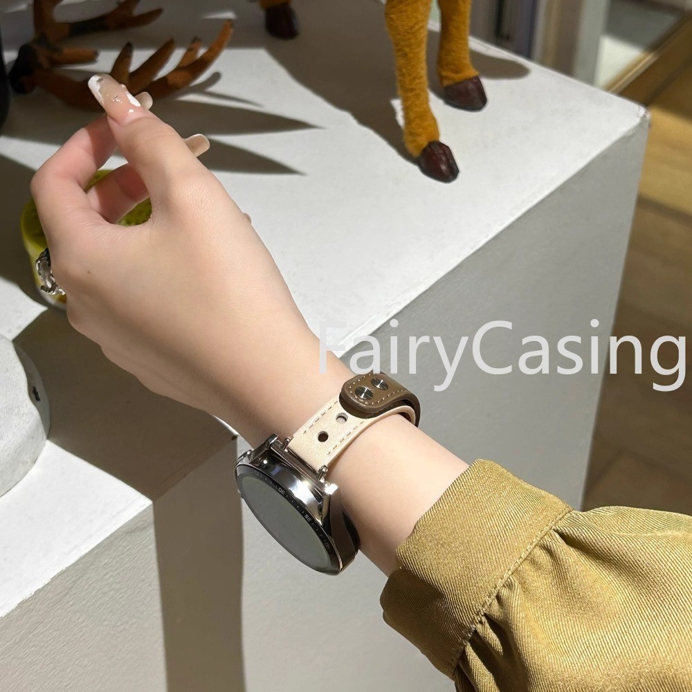 Dây da 20MM 22MM cho Huawei Samsung Galaxy Watch 7 40 / 44mm 3 6 5 / pro / 4 / classic 45mm 41mm Vòng đeo tay Dây đeo đồng hồ Phụ kiện có thể đeo được
