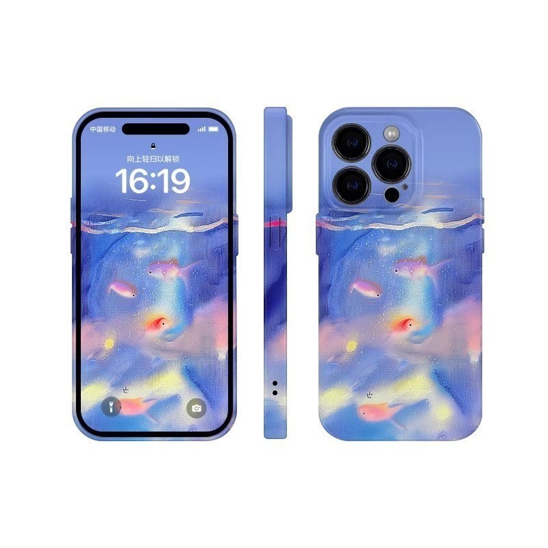 Cá vàng mờ QYJS dùng cho IPhone 11 14 15 PLUS 12 PRO X XR XSMAX SE 7 8 plus 13 14 15 ProMax mẫu thời trang nhỏ tươi mới vỏ cứng bảo vệ chống rơi CSO1