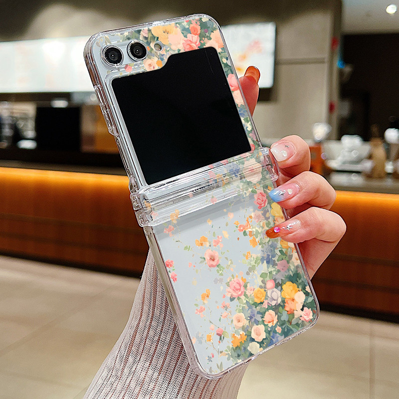 Vỏ điện thoại trong suốt họa tiết trái cây dễ thương cho Samsung Galaxy Z Flip 6 Flip 5 Flip 4 5G Full Bản lề PC cứng gấp cho Samsung Z Flip 6 5 4 3