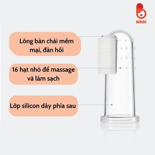 Rơ lưỡi xỏ ngón cho bé, bàn chải đánh răng có hộp đựng vệ sinh