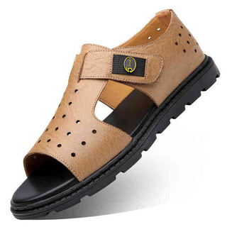 Chim Gõ Kiến Mùa Hè Sandal Nam Phong Cách Mới Đế Mềm Thường Ngày Rỗng Thoáng Khí La Mã Chống Trơn Trượt Da Hai Cánh Giày Đi Biển Nam