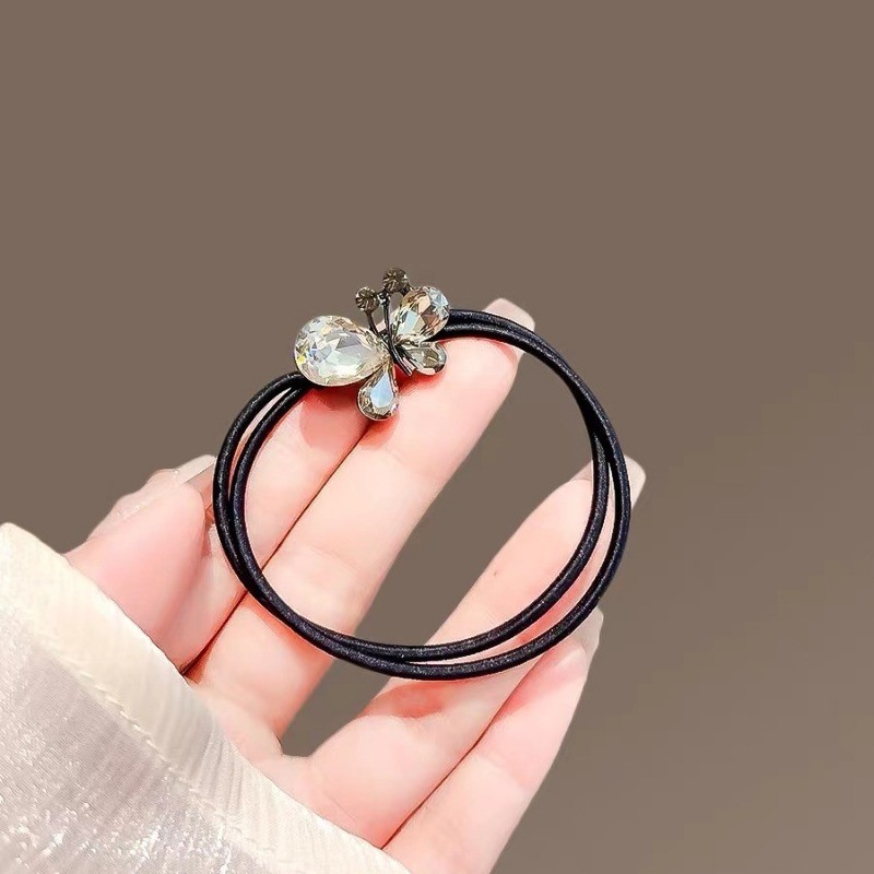 Mauropoli [Sẵn Sàng] Dây Buộc Tóc Bướm Thanh Lịch Hàn Quốc Nữ Tinh Tế Giả Pha Lê Dây Buộc Tóc Dây Cao Su Cảm Giác Cao Cấp Mũ Đội Đầu