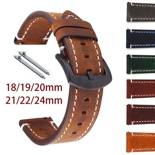 Dây đồng hồ da thật 18-24mm, da bò lớp trên, kiểu mờ mờ, phù hợp nam nữ, cho đồng hồ cơ/thạch anh, phong cách kinh doanh cổ điển