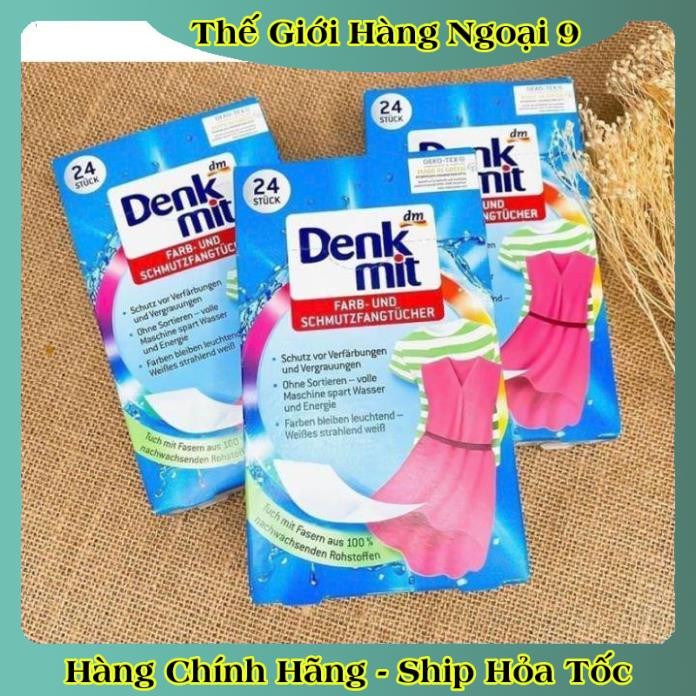 Giấy tẩy trắng quần áo, bột tẩy trắng, bánh xà phòng cổ áo và giáy chống phai màu Denkmit  của Đức