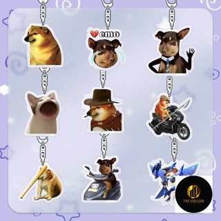 Móc khóa MEME Chó mèo cheems đáng yêu chibi anime quà tặng xinh xắn cho bạn bè người yêu