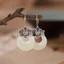 Bông tai nữ ngọc trai hình bầu dục, hoa mộc lan, móc tai trắng chalcedony, phong cách retro, chính hãng