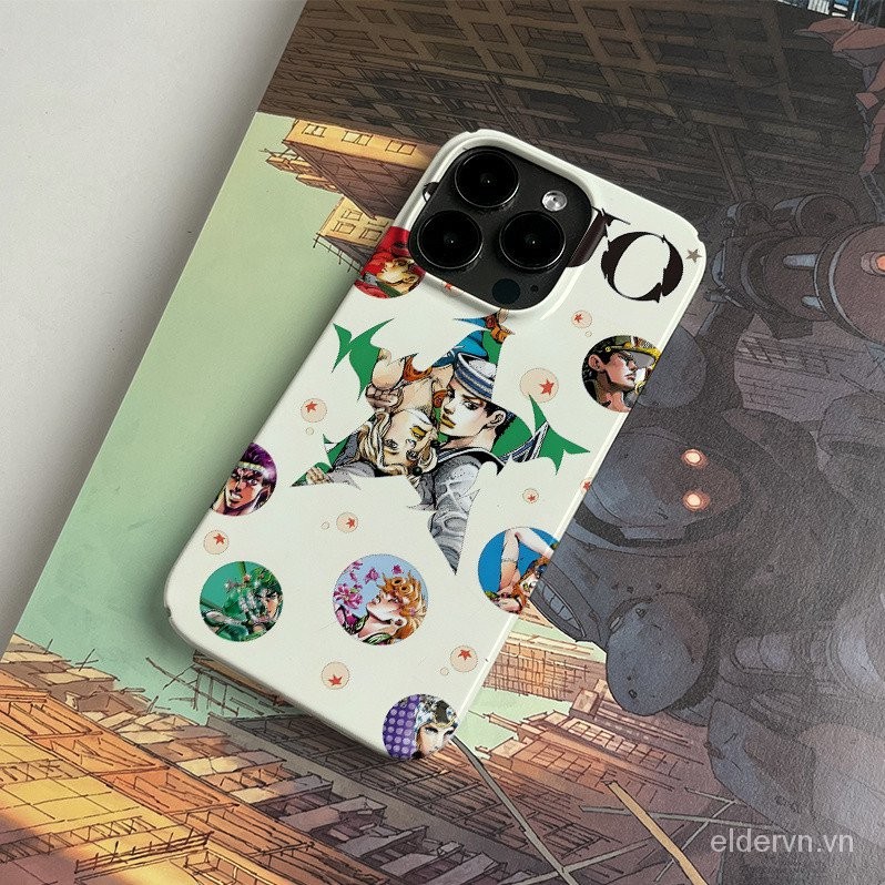 JOJO Anime QYJS dùng cho IPhone 15 ProMax 14 13 12 PRO 11 7 8 plus X XR XSMAX SE 14 15 PLUS Ốp cứng hoạt hình phim trường hợp bảo vệ mặt sáng chống rơi mới IUOS