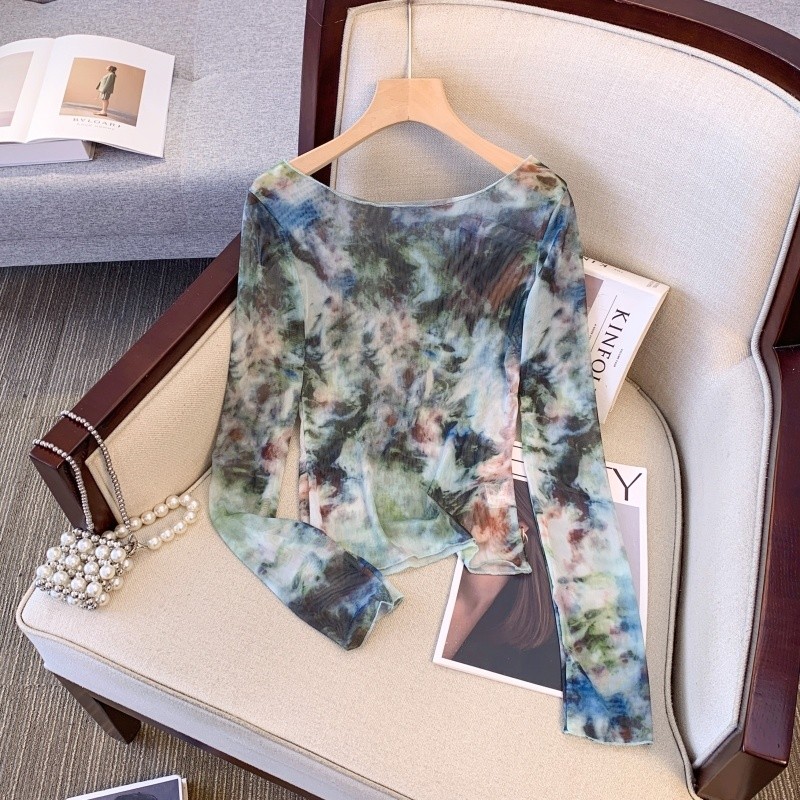 Milyfashion Tím Slim-fit Slimmer Nhìn Đàn Hồi Cao Gạc Tie-Dye In Một Vai T Gợi Cảm