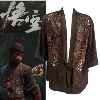 Áo cosplay Thần Thoại Ngộ Không màu đen, thiết kế haori linh mục, size 4XL