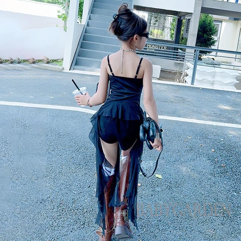 / / -Kids Girl Camisoles Áo không tay xù và khăn quàng cổ dễ thương cho bé gái Quần áo mùa hè
