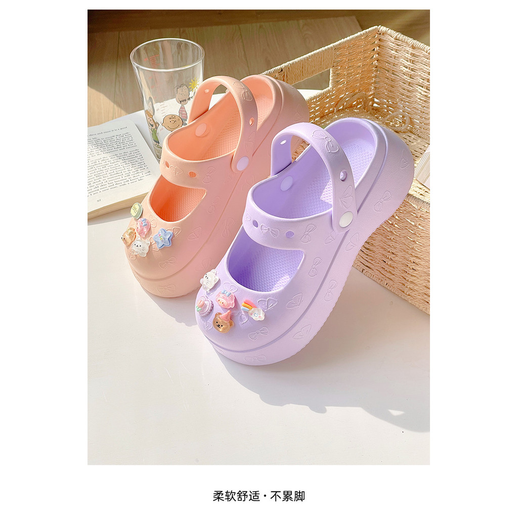 Giày Lỗ Mùa Hè: Nữ Mary Jane Style Home Shoes Hộ Gia Đình EVA Chất Liệu Dép