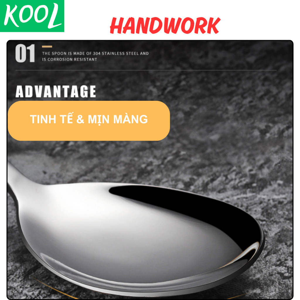 Muỗng ăn inox 304 cao cấp phong cách hàn quốc, Thìa ăn, Vá ăn, muôi KOOL - RB11306